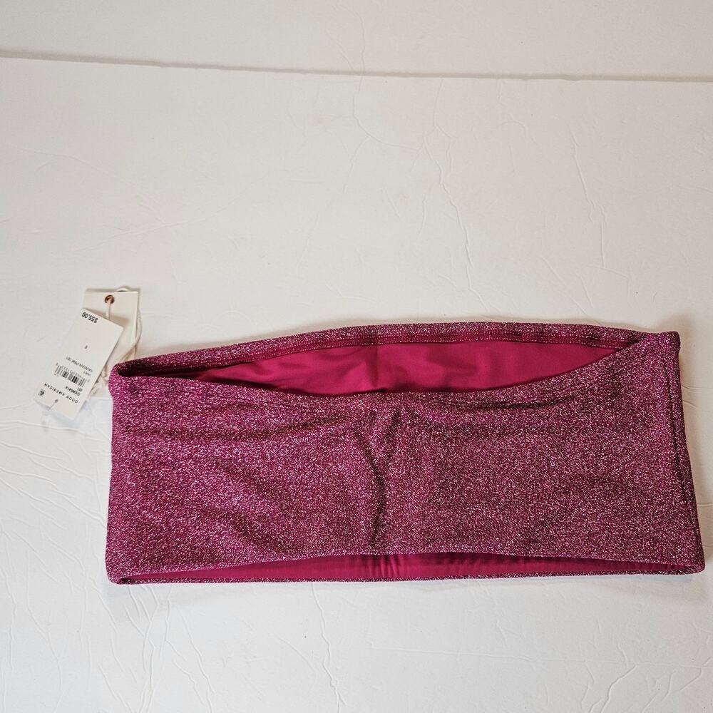 Good American Sparkle Better Band Top Swim Hawaiian Pink Plus 2x Beach Pool - Picture 2 of 9